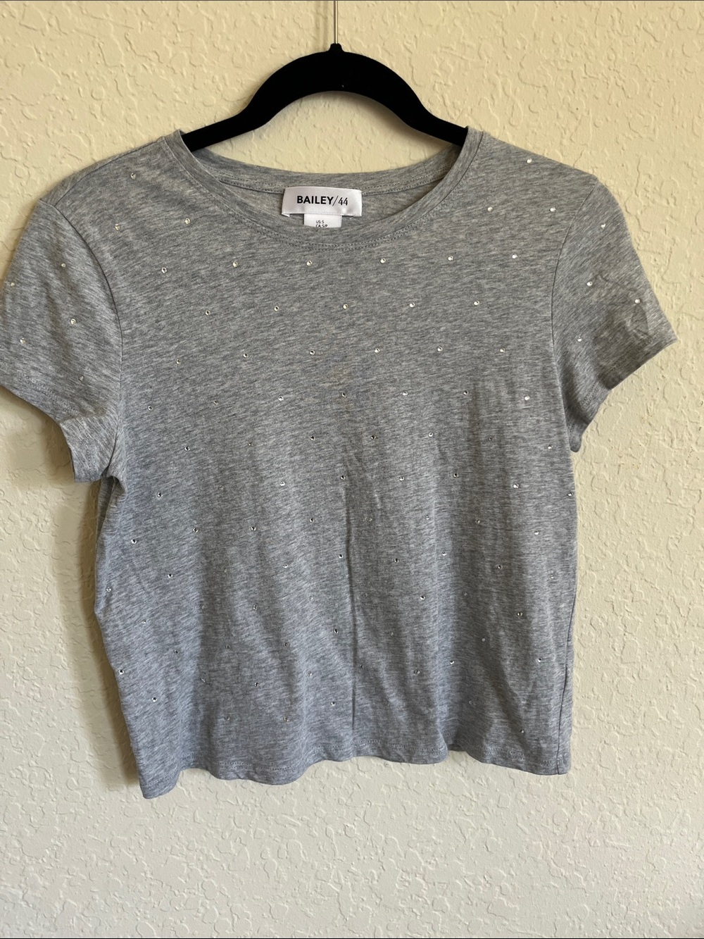 Bailey 44 Gray Short Sleeve Tee with Rhinestone Dots